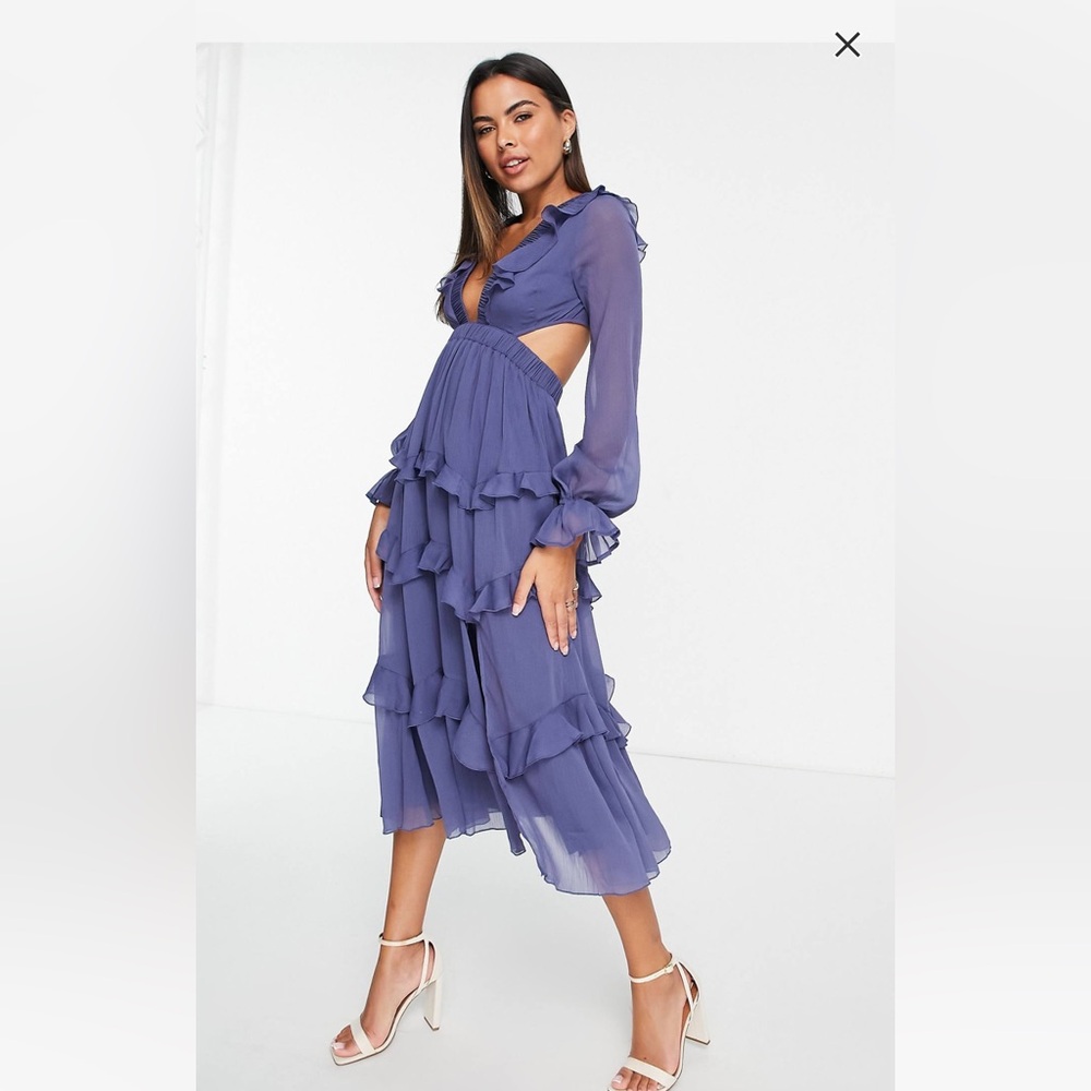 ASOS Design - Tiered Ruffle Midi Dress - Picture 2 of 7